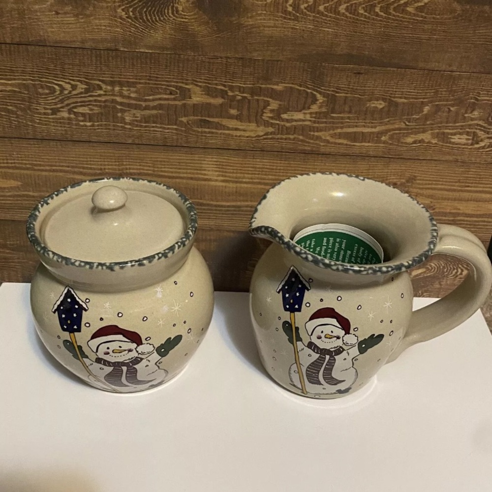 Home & Garden Party Snowman Sugar And Creamer Set